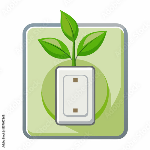 Eco Light Switch Vector | Generative AI & Linocut Silhouette Illustration