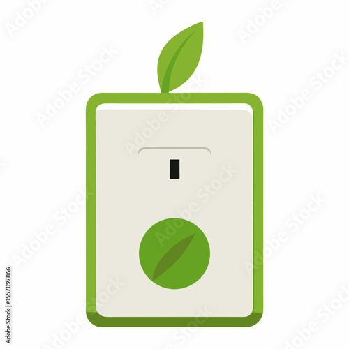 Eco Light Switch Vector | Generative AI & Linocut Silhouette Illustration