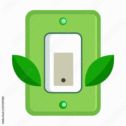 Eco Light Switch Vector | Generative AI & Linocut Silhouette Illustration