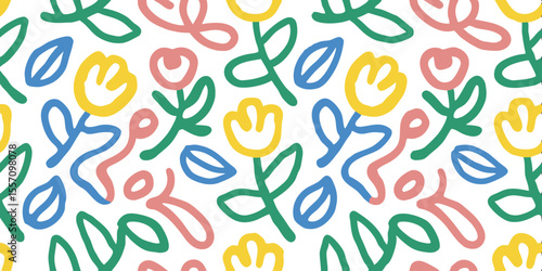 Floral Patterns with Vivid Colors: Abstract floral pattern, created with vivid color, a fresh design that captures the essence of spring, and perfect for various creative projects. 