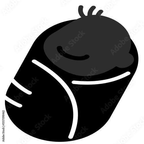 Black icon of a baby swaddled and wrapped in a blanket conveys care, comfort and is a highly relevant icon in the context of maternal and child health and the baby-related industry