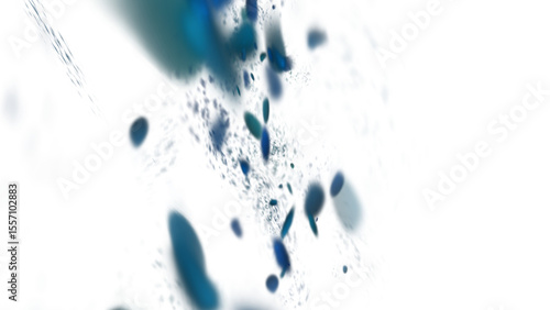 Tableau sur toile Floating turquoise elements dance against a pure black background, creating a modern, abstract aesthetic perfect for design overlays and backgrounds