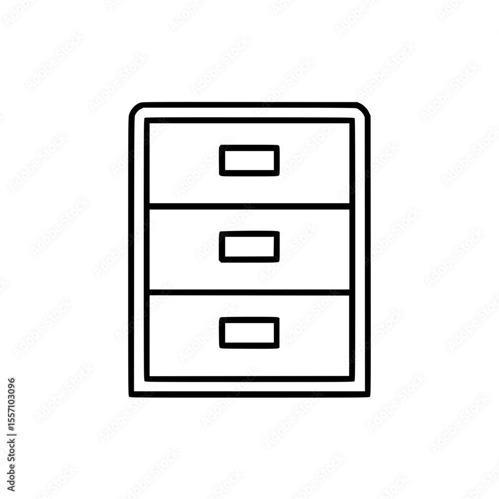 Line art illustration of a chest drawer Line art illustration of a chest drawer