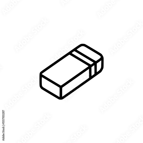 Line art illustration of a minimalist rectangular eraser