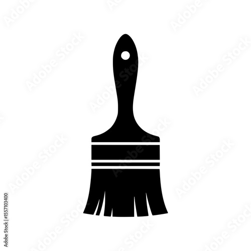 Black silhouette of a paintbrush with bristles and handle