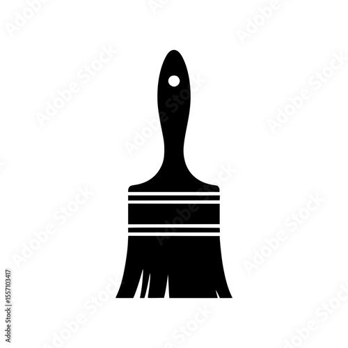 Black silhouette of a paintbrush with bristles and handle