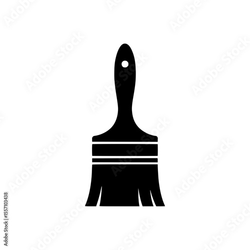 Black silhouette of a paintbrush with bristles and handle