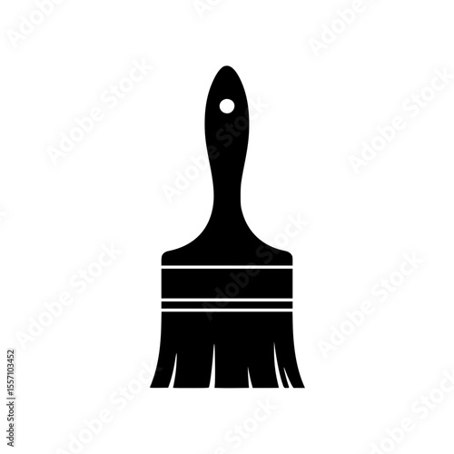 Black silhouette of a paintbrush with bristles and handle