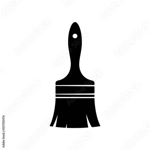 Black silhouette of a paintbrush with bristles and handle