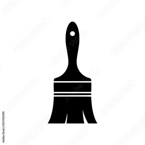 Black silhouette of a paintbrush with bristles and handle