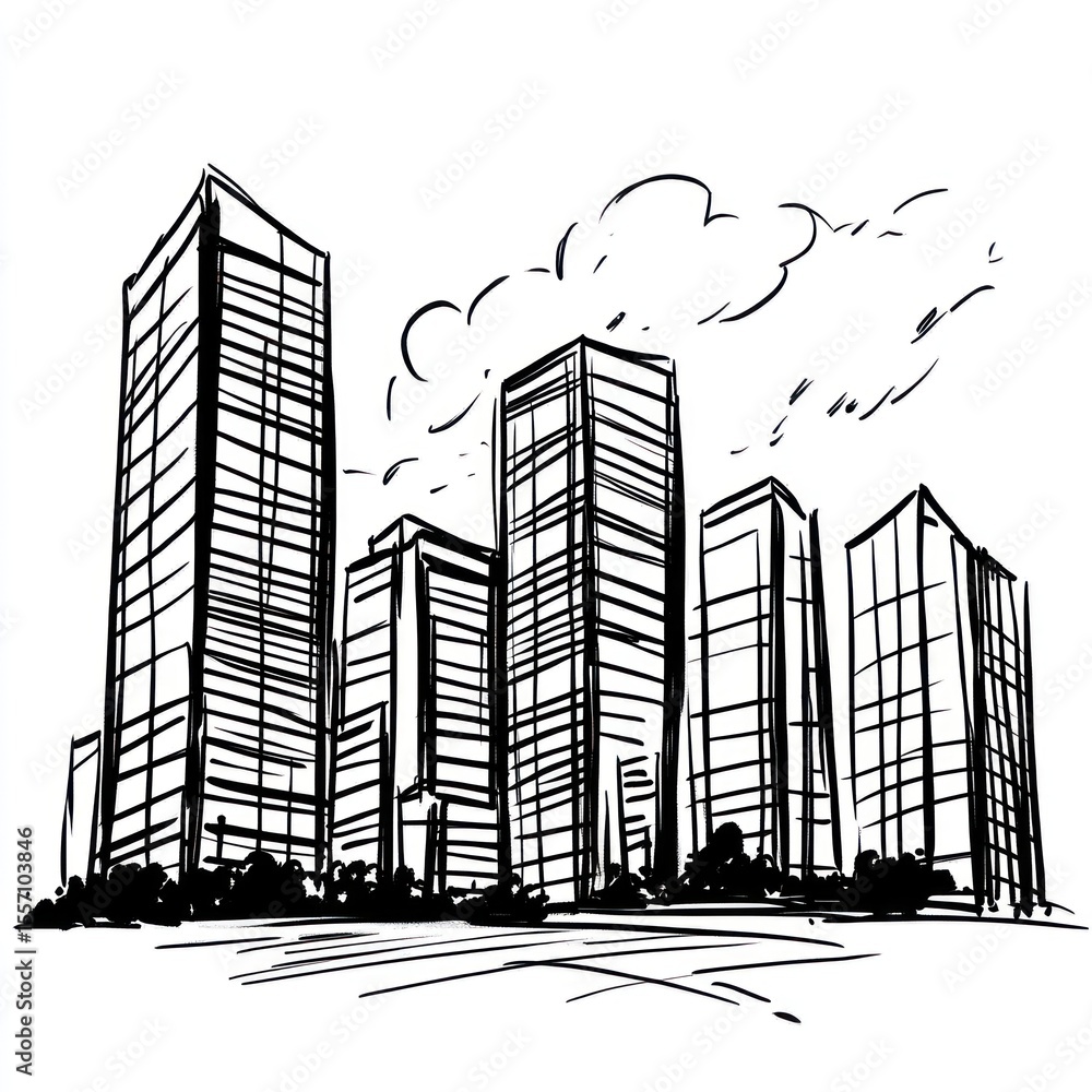 Obraz premium Sketch of a cityscape