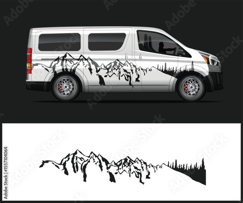 Mountain and Forest Decal Design for Van Graphic