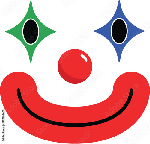 Foto smile clown face, funny makeup for party, clown character illustration