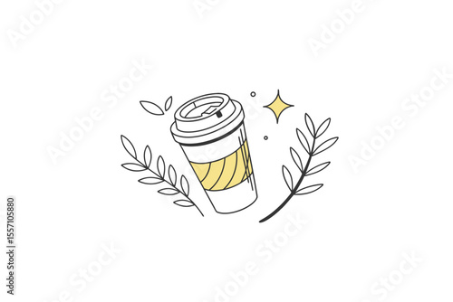 reusable coffee cup icon thin eco mug