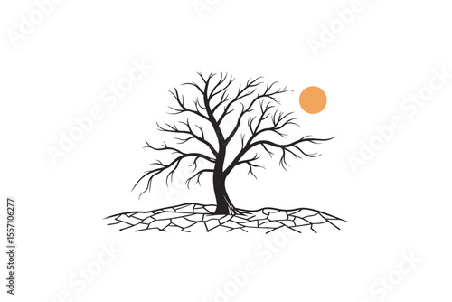 minimalist drought tree climate dry icon