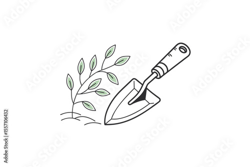 minimalist garden hoe tool soil icon
