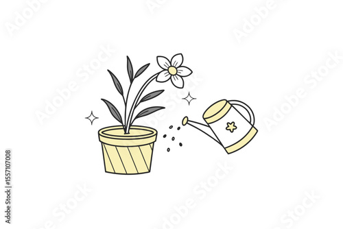 simple flower pot icon thin stroke