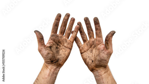 Photos dirty man hands isolated on transparent background