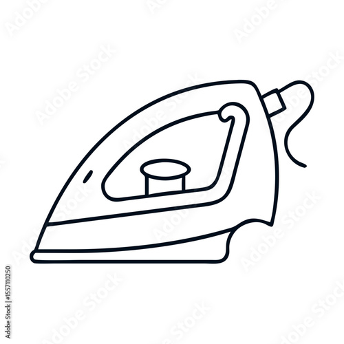 Simple iron icon design, perfect for laundry apps or ironing board instructions. This line art illustration of iron features a classic design and is ideal for creating user-friendly interfaces.