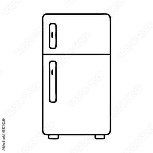 Simple refrigerator icon design. Refrigerator illustration shows appliance with two doors and handle. This fridge icon is perfect for kitchen appliance infographics or home appliance website design.