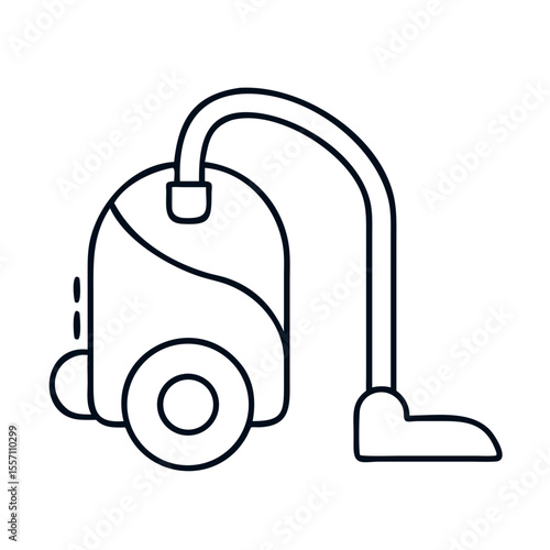 Cleaning appliance icon. Vacuum cleaner illustration showing a simple upright model with a hose and floor nozzle. This design is perfect for cleaning service logos and website icons.