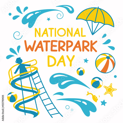 NATIONAL WATERPARK DAY vector illustration