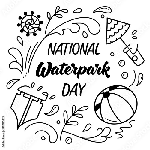 NATIONAL WATERPARK DAY vector illustration