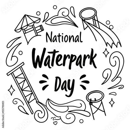 NATIONAL WATERPARK DAY vector illustration