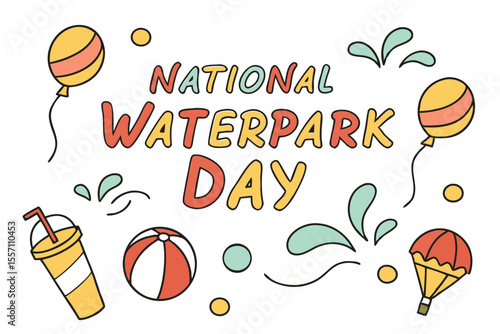 NATIONAL WATERPARK DAY vector illustration