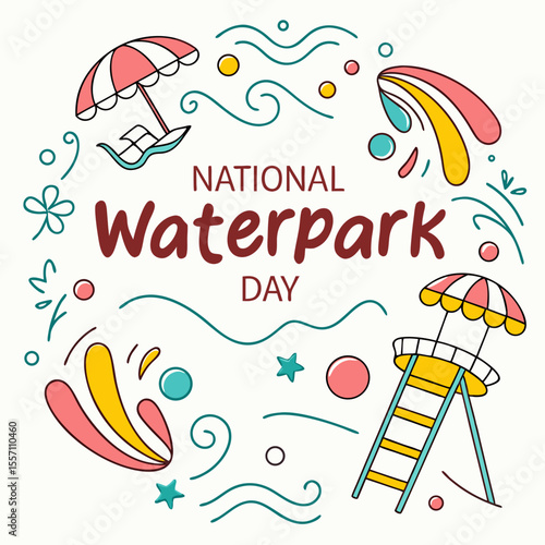 NATIONAL WATERPARK DAY vector illustration