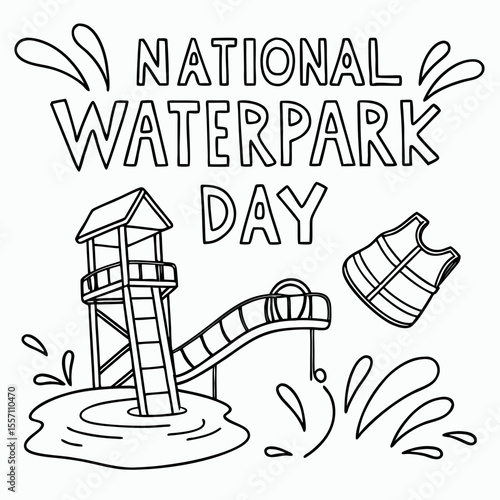 NATIONAL WATERPARK DAY vector illustration
