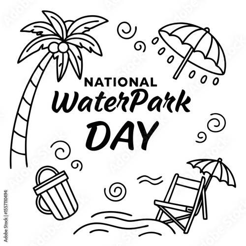 NATIONAL WATERPARK DAY vector illustration