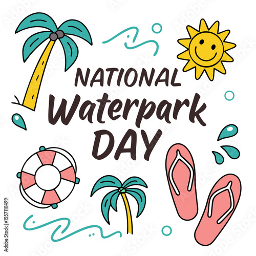 NATIONAL WATERPARK DAY vector illustration