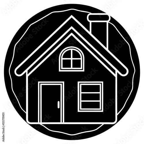 Home Insulation Icon - Generative AI Vector & Linocut Silhouette Design
