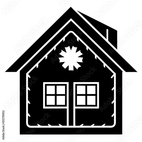 Home Insulation Icon - Generative AI Vector & Linocut Silhouette Design