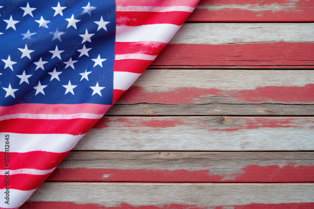 Obraz premium american flag on a wooden background3