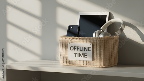 Wallpaper Mural Slowtech Digital Detox: Taking a Break from Modern Technology with a Basket of Devices Torontodigital.ca