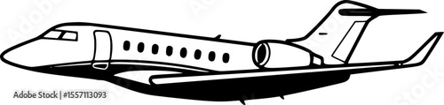 private jet line art silhouette vector illustration
