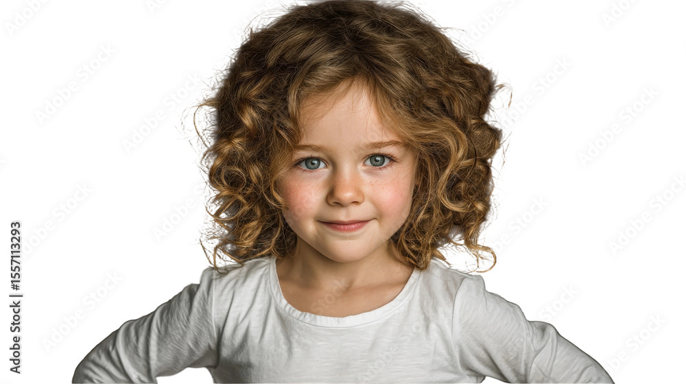 Cherubic child with curly blonde hair wearing white shirt and charming smile against a dark background showcasing innocence and joy in childhood Cherubic child with curly blonde hair wearing white shirt and charming smile against a dark background showcasing innocence and joy in childhood