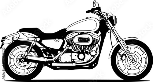 harley davidson bike line art silhouette vector illustration
