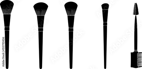 brushes makeup line art silhouette vector illustration
