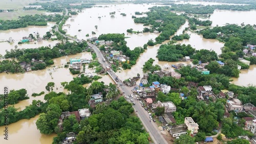Villages submerged after relentless rain, dramatic aerial footage.
