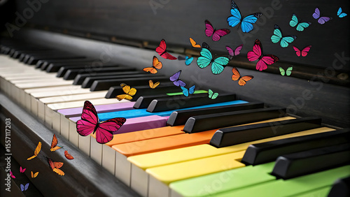 Wallpaper Mural Colorful butterflies on piano keys

 Torontodigital.ca