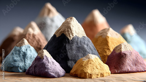 Colorful Handmade Paper Mache Mountain Range Art