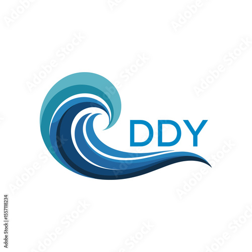 DDY Creative Ocean Wave Symbol with Text, Blue Wave Icon with Company Name , DDY Later Logo, Modern Aqua Wave Business Logo.
