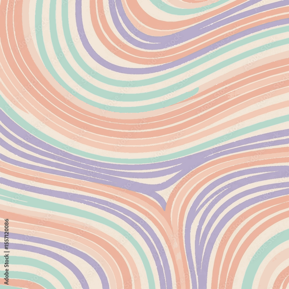 Fototapeta premium Abstract artwork featuring flowing, curved lines in pastel colors, creating a dynamic pattern.