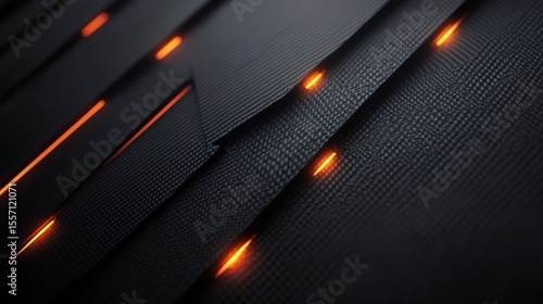 Abstract dark carbon fiber texture with orange highlights