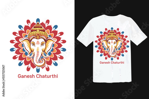 Ganesh Chaturthi T shirt design with Lord Ganesha illustration