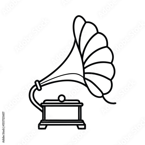 vintage gramophone with peacock outline art