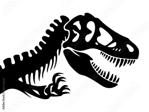 Tyrannosaurus rex t rex dinosaur skeleton fossil prehistoric jurassic period extinct animal drawing vector silhouette